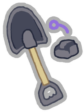 a digging implement. a rock is pointing to it with an arrow.